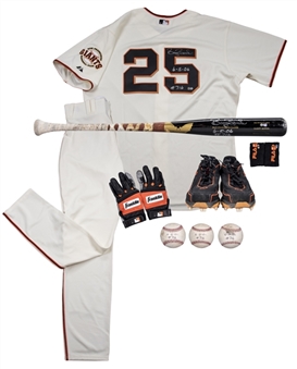 2006 Barry Bonds Game Used and Signed Home Run #716 Ensemble Including Full Uniform, Bat and Baseballs (3) (MLB Authenticated & Bonds LOA) 